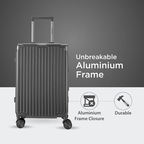 Maleta Crown Series Cabin Trolley Bag Aluminium Frame, 20 inch, 8 Spinner Wheels, Dual TSA Lock Trolley Bags for Travel Suitcase for Travel Bags for Travelling (Black, Cabin-Small) in Saudi Arabia