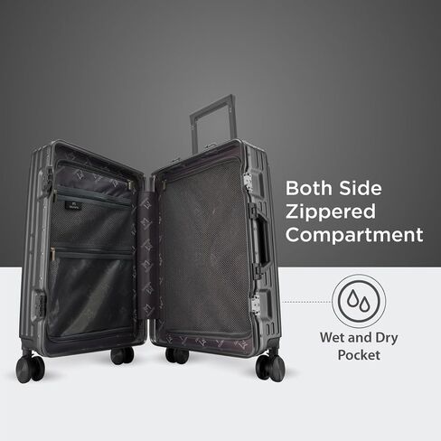 Maleta Crown Series Cabin Trolley Bag Aluminium Frame, 20 inch, 8 Spinner Wheels, Dual TSA Lock Trolley Bags for Travel Suitcase for Travel Bags for Travelling (Black, Cabin-Small) in Saudi Arabia