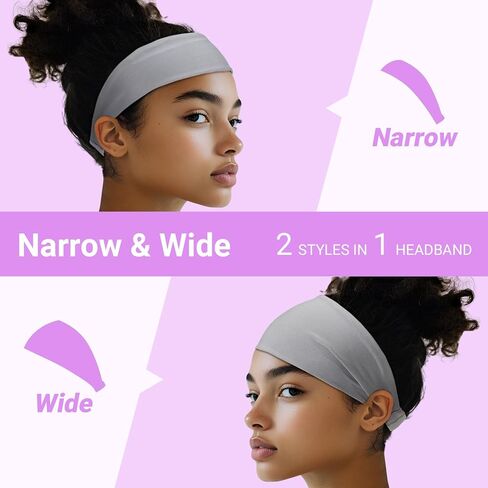 Sweat Absorb Headband for Men & Women, Athletic Headband for Running Yoga Workout, Wide Fashion Headband for Daily, 4" Width, Soft & Strechy, Non Slip Silione, 3 Colors in Pack- White Black Grey in Saudi Arabia