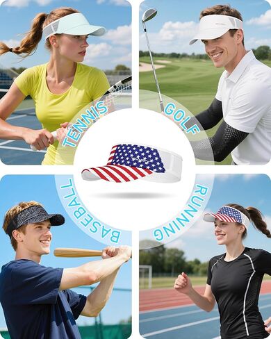 قبعات Sports Sun Visor للنساء الرجال خفيفة الوزن تبريد أقنعة ممتدة قابلة للطي أكثر من 50+ لتشغيل لعبة التنس غولف in Kuwait