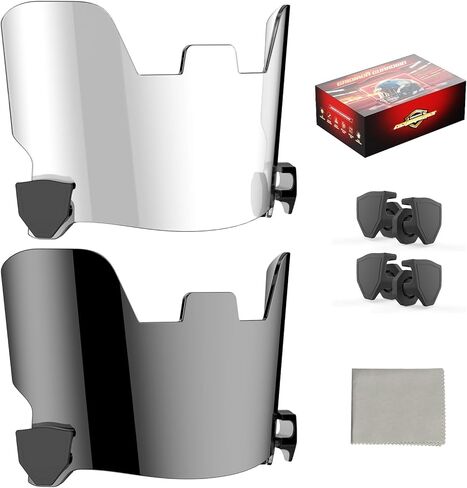 كرة قدم خوذة 2 عبوة - Shatterproof Protection Shields للعب النهار والليل | NFHS المعتمدة ، مجموعة التحرير والسرد السوداء ، ملائمة عالمية للخوذات (البولي كربونات) in Saudi Arabia