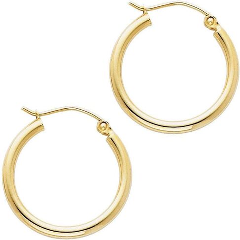 14 Karat Yellow Gold Classic Hoop Earrings (Diameter: 20mm, 25mm, 30mm OR 35mm) in Saudi Arabia