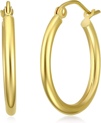 14 Karat Yellow Gold Classic Hoop Earrings (Diameter: 20mm, 25mm, 30mm OR 35mm) in Saudi Arabia