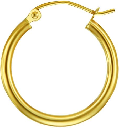 14 Karat Yellow Gold Classic Hoop Earrings (Diameter: 20mm, 25mm, 30mm OR 35mm) in Saudi Arabia