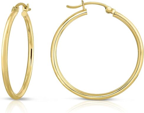 14 Karat Yellow Gold Classic Hoop Earrings (Diameter: 20mm, 25mm, 30mm OR 35mm) in Saudi Arabia