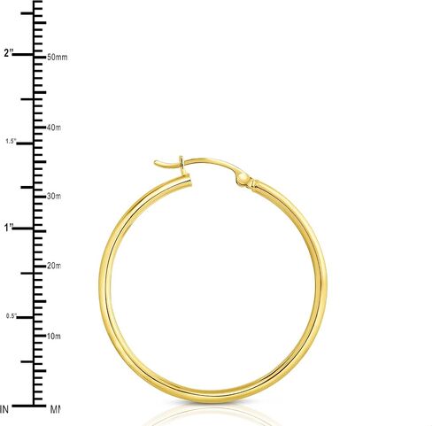 14 Karat Yellow Gold Classic Hoop Earrings (Diameter: 20mm, 25mm, 30mm OR 35mm) in Saudi Arabia