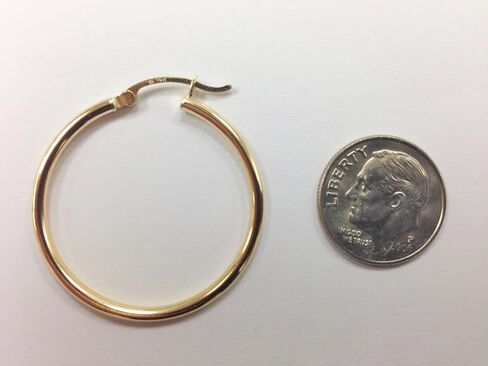 14 Karat Yellow Gold Classic Hoop Earrings (Diameter: 20mm, 25mm, 30mm OR 35mm) in Saudi Arabia