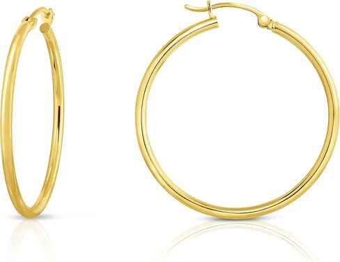 14 Karat Yellow Gold Classic Hoop Earrings (Diameter: 20mm, 25mm, 30mm OR 35mm) in Saudi Arabia