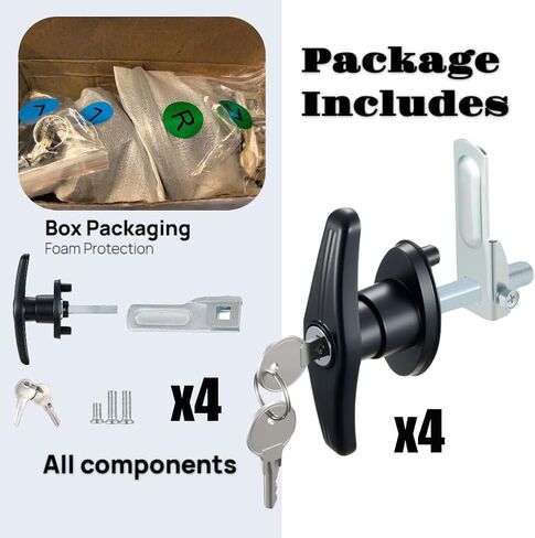 4PCS Truck Cap Locking T-Handle, Truck Camper Shell Lock, Camper Shell Accessories, Key Alike Black T-Handle Locks (Left & Right) for Most Truck in Saudi Arabia