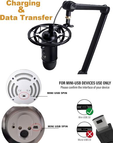 6.6ft Blue Yeti Microphone Cord Blue Yeti Cord Blue Yeti USB Cable for Blue Yeti, Blue Yeti Pro, Snowball iCE Microphones,Power Cable USB A Male to Mini USB Data Transfer Cord (6.6FT/2.0m) in Kuwait
