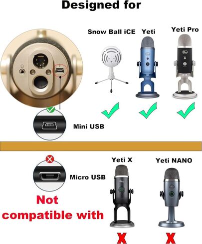 6.6ft Blue Yeti Microphone Cord Blue Yeti Cord Blue Yeti USB Cable for Blue Yeti, Blue Yeti Pro, Snowball iCE Microphones,Power Cable USB A Male to Mini USB Data Transfer Cord (6.6FT/2.0m) in Kuwait