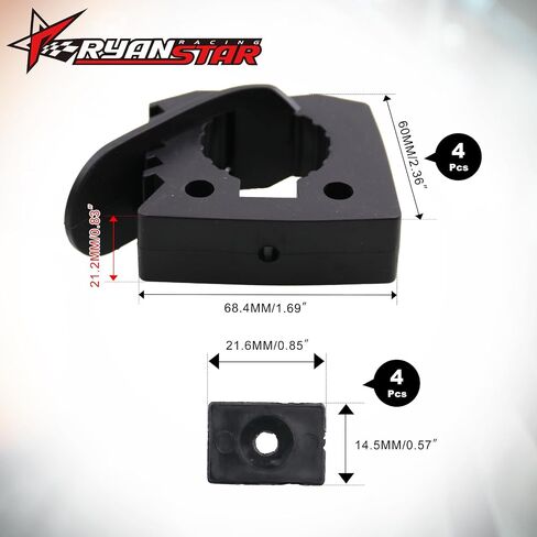 Ryanstar Racing Dravel Holder Quick Freef Rubber Rubber Clamp Bracket - متوافقة مع مقابض قطرها 1.25 "إلى 1.375" - 4 حزمة للشاحنات ، UTV ، ATV ، على الطرق الوعرة ، 4x4 أجزاء in Kuwait