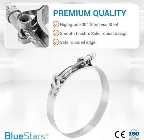 BlueStars 2-Pack 1.5" T-Bolt Hose Clamps with Working Range 44mm - 50mm, 304 Stainless Steel - Compatible with Automotive, Industrial, Marine, Household, Exhaust system, Turbo Intake, Intercooler Pipe in Saudi Arabia