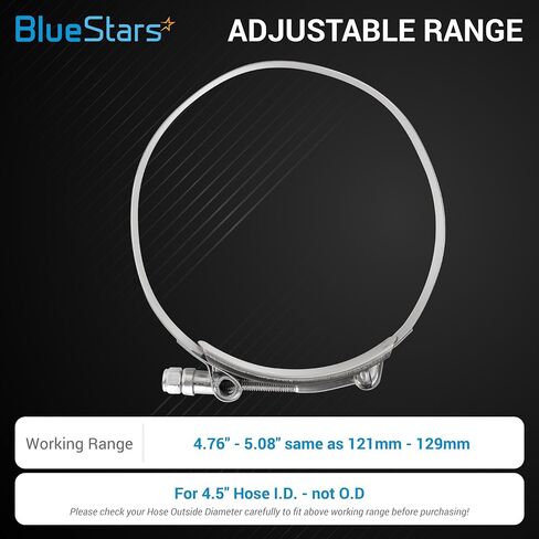 BlueStars 2-Pack 1.5" T-Bolt Hose Clamps with Working Range 44mm - 50mm, 304 Stainless Steel - Compatible with Automotive, Industrial, Marine, Household, Exhaust system, Turbo Intake, Intercooler Pipe in Saudi Arabia