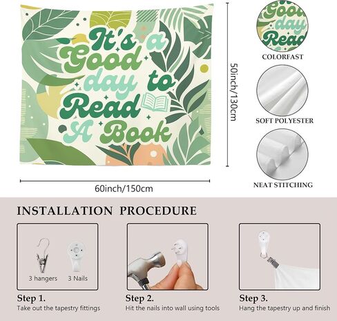 MNASAIOO It's A Good Day to Read A Book Classroom Wall Tapestry Hanging, Floral Trendy Reading Tapestries Wall Decor Gifts for Women Kids Book Lovers School Library Reading Nook Corner Home Dorm 50x60 in Saudi Arabia