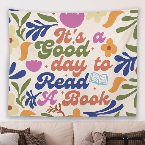 MNASAIOO It's A Good Day to Read A Book Classroom Wall Tapestry Hanging, Floral Trendy Reading Tapestries Wall Decor Gifts for Women Kids Book Lovers School Library Reading Nook Corner Home Dorm 50x60 in Saudi Arabia