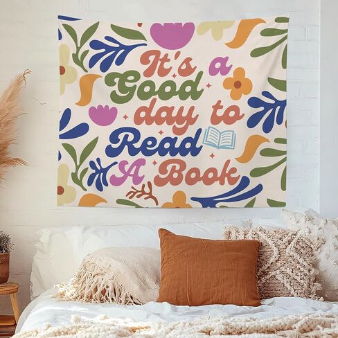 MNASAIOO It's A Good Day to Read A Book Classroom Wall Tapestry Hanging, Floral Trendy Reading Tapestries Wall Decor Gifts for Women Kids Book Lovers School Library Reading Nook Corner Home Dorm 50x60 in Saudi Arabia
