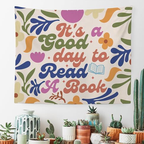 MNASAIOO It's A Good Day to Read A Book Classroom Wall Tapestry Hanging, Floral Trendy Reading Tapestries Wall Decor Gifts for Women Kids Book Lovers School Library Reading Nook Corner Home Dorm 50x60 in Saudi Arabia
