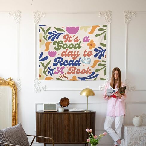MNASAIOO It's A Good Day to Read A Book Classroom Wall Tapestry Hanging, Floral Trendy Reading Tapestries Wall Decor Gifts for Women Kids Book Lovers School Library Reading Nook Corner Home Dorm 50x60 in Saudi Arabia