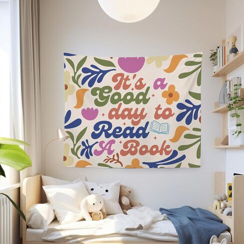 MNASAIOO It's A Good Day to Read A Book Classroom Wall Tapestry Hanging, Floral Trendy Reading Tapestries Wall Decor Gifts for Women Kids Book Lovers School Library Reading Nook Corner Home Dorm 50x60 in Saudi Arabia