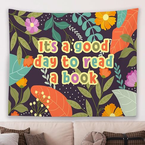MNASAIOO It's A Good Day to Read A Book Classroom Wall Tapestry Hanging, Floral Trendy Reading Tapestries Wall Decor Gifts for Women Kids Book Lovers School Library Reading Nook Corner Home Dorm 50x60 in Saudi Arabia