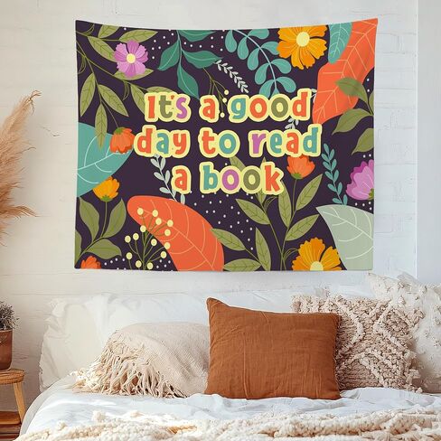 MNASAIOO It's A Good Day to Read A Book Classroom Wall Tapestry Hanging, Floral Trendy Reading Tapestries Wall Decor Gifts for Women Kids Book Lovers School Library Reading Nook Corner Home Dorm 50x60 in Saudi Arabia