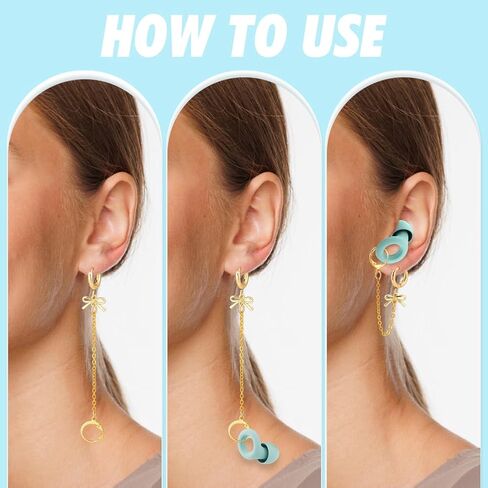 PH PandaHall 4pcs Earplug Earrings Loop Holder Noise Reducing Loop Switch Earplug Earrings with Bowknot Charms for Women Home Office Platinum/Golden, 3.7 Inch in Saudi Arabia