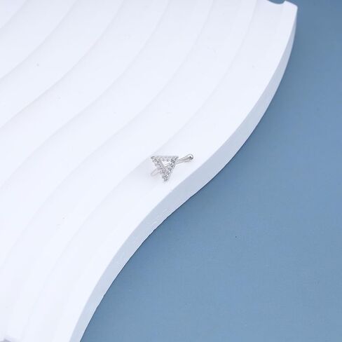 Vintage Crystal Triangle Nose Ring Cz Rhinestone Cuff Hollow Copper African Gold Fake Non Pierced Open Clip Jewelry for Women in Kuwait