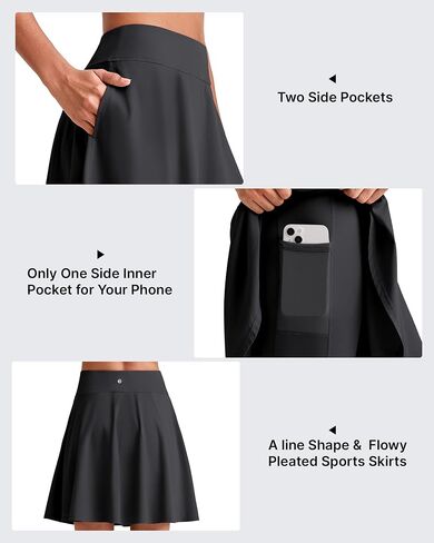 G4Free 20" Knee Length Tennis Skirts for Women High Waisted Golf Skorts Soft Athletic Built-in Shorts 3 Pockets in Saudi Arabia