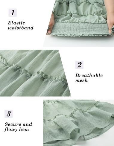 Seaform Women Chiffon Chifnts High Weist Cruffle Mini Tennis Tennis Golf Skirt Boho Summer Tier Tierts مع شورتات مدمجة in Kuwait