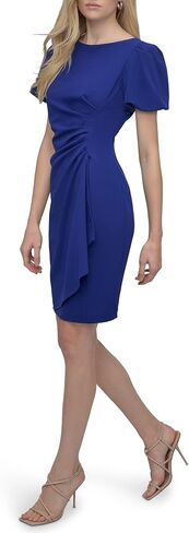 DKNY Women's Short Sleeve Boat Neck Side Ruched Dress in Saudi Arabia