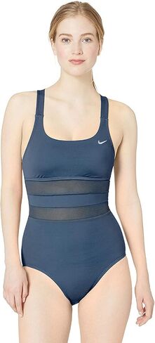 Nike Women's Standard Mesh Solid Edge V-Back One Piece Swimsuit in Saudi Arabia
