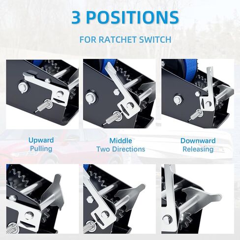 3500LBS Heavy Duty Boat Trailer Winch with 32FT Strap, 2-Way Ratchet, 4:1/8:1 Gear Trailer Winch, Portable Hand Crank for Boat, Truck, Trailer, RV, ATV, Jet Ski in Kuwait