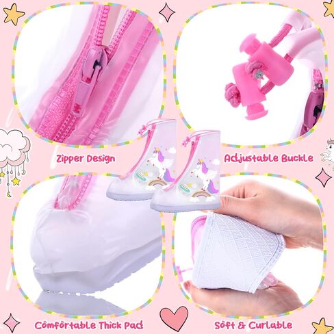 Chuarry 3 Pcs Unicorn Umbrella Raincoat Set Clear Ocean Dinosaur Astronaut Rain Shoes Rainwear Umbrella (Unicorn,L) in Saudi Arabia