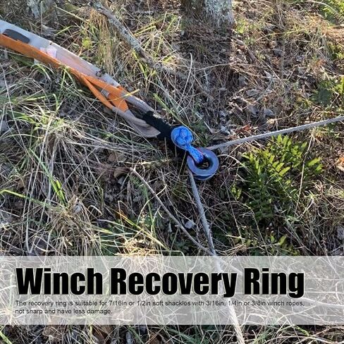 Winch Snatch Recovery Ring Heavy Duty 41000lbs Breaking Strength Aluminum Soft Shackle Recovery Ring for Off Road Rescue Vehicles ATVs SUVs Trucks (Blue) in Saudi Arabia