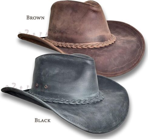 Oztrala Leather Cowboy HAT Australian Outback Western Men Women Desperado HL33 in Kuwait