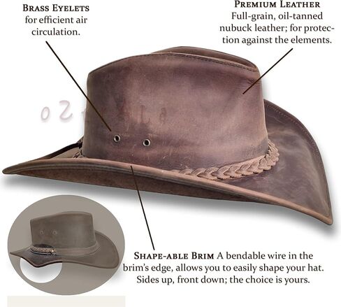 Oztrala Leather Cowboy HAT Australian Outback Western Men Women Desperado HL33 in Kuwait