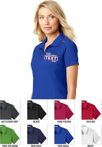 Custom Embroidered Polo Shirts for Ladies - Pinpoint Mesh Quarter Zip Personalized Embroidery Polos in Kuwait