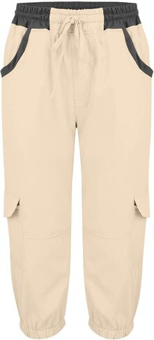 Women's High Waist Cargo Pants Summer Casual Solid Color Elastic Waist Capri Pants Bermuda Shorts with Pockets in Kuwait