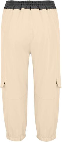 Women's High Waist Cargo Pants Summer Casual Solid Color Elastic Waist Capri Pants Bermuda Shorts with Pockets in Kuwait