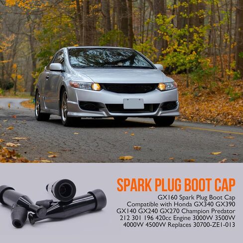 GX160 Spark Plug Boot CAP 135-226 متوافق مع Honda GX120 GX340 GX390 GX140 GX200 GX240 GX270 Clones Engines Bame Coleman Predator 212 301 196 420 224 339 389 CC 30700-ZE1-013 in Kuwait