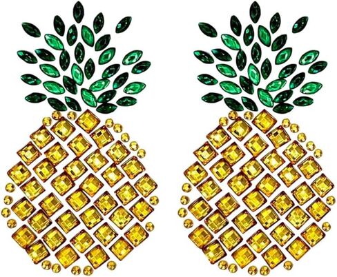 Sexy Pasties Upsidedown PINEAPPLE - Pineapple Jewelry Set & Pineapple Makeup Bag | Pineapple Earrings & Pineapple Necklace Gift Set | Cosmetic Bag | Sexy Nipple Covers | Nipple Pasties Pack in Kuwait
