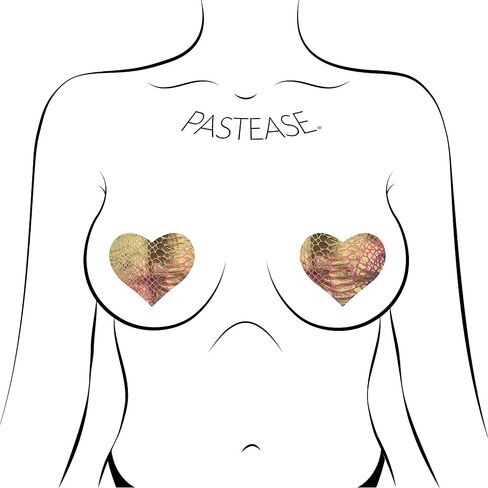 فطائر غلاف الحلمة - الحب: الذهب المجسم الثعبان الطباعة على الباستيل Tie -Dye Heart by Pastease® - Festival Rave Edm Party أو Club Aesthetic Outfit in Saudi Arabia