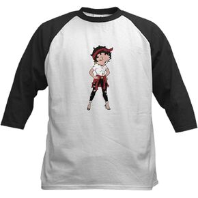 Cafepress betty boop polka dot bow kids baseball t Shirt Kids Cotton Baseball Jersey ، 3/4 Raglan Sleeve Shirt in Kuwait