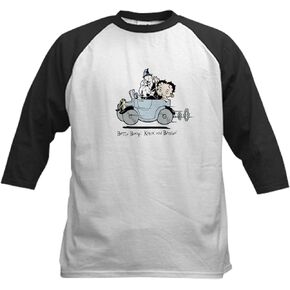Cafepress Betty Boop Clown Car Kids Baseball T Shirt Kids Cotton Baseball Jersey ، 3/4 Raglan Sleeve Shirt in Kuwait