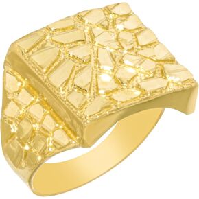 Floreo 10k Yellow Gold 11.5mm Solid Square Nugget Ring in Kuwait