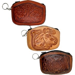 حقيبة عملة معدنية من الجلد المكسيكي مع تصاميم Aztec بألوان متنوعة 1pc | Mondero Mexicano de Piel Con Figuras Aztecas - Mexart ، Beige in Kuwait