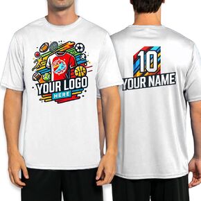 Custom Sport Performance T-Shirt, 100% Polyester, Moisture-Wicking, Personalized with Your Design, Printed in The USA in Saudi Arabia