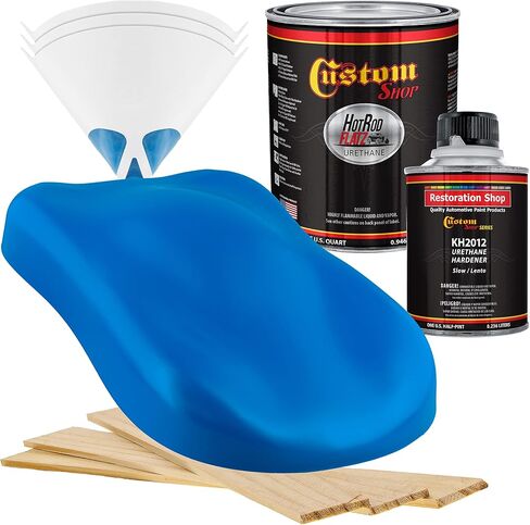 Custom Shop - Speed Blue - Hot Rod Flatz Flat Matte Satin Urethane Auto Paint - Complete Quart Paint Kit - Professional Low Sheen Automotive, Car Truck Coating, 4:1 Mix Ratio in Saudi Arabia