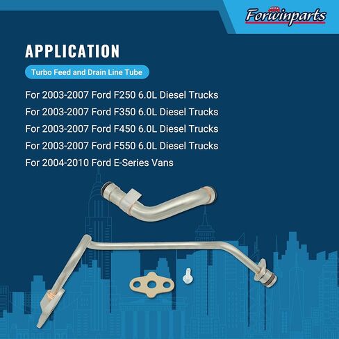أنبوب خط التغذية والتغذية التوربو للفترة 2003-2007 Ford F250 F350 F450 F550 2004-2010 Ford E-Series Vans 6.0L PSD Diesel 904-192 625-210 محدث in Saudi Arabia